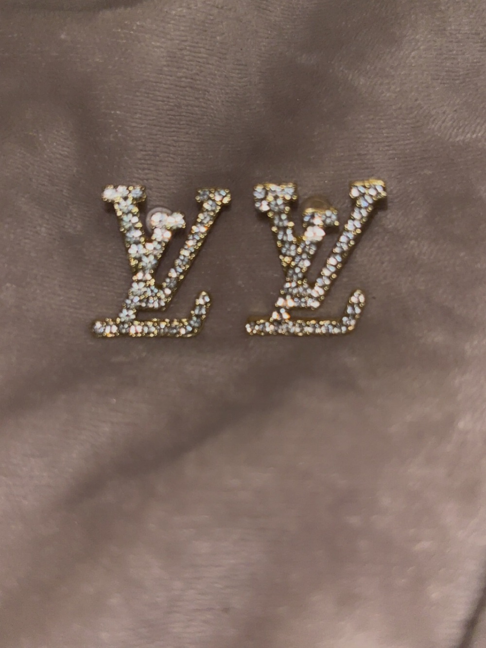 LV Diamond Encrusted Earrings